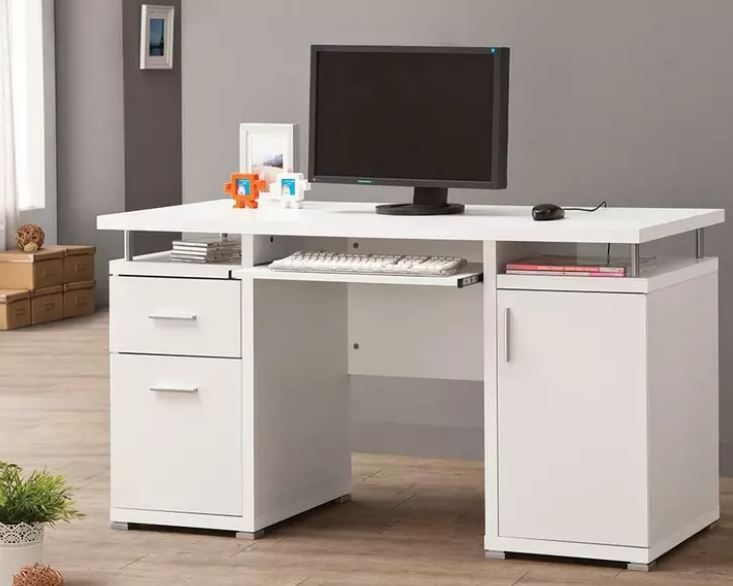 Coaster Contemporary White Computer Desk
